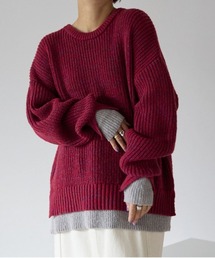 pocket（ポケット）の「配色レイヤード畦ニットプルオーバー（ニット/セーター）」