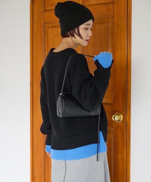 pocket（ポケット）の「配色レイヤード畦ニットプルオーバー（ニット/セーター・レディース・レッド/グレー/アイボリー/ブラック・FREE）」の16枚目の写真