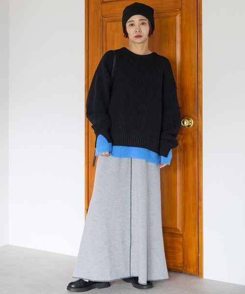 pocket（ポケット）の「配色レイヤード畦ニットプルオーバー（ニット/セーター・レディース・レッド/グレー/アイボリー/ブラック・FREE）」の17枚目の写真