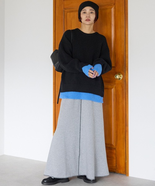 pocket（ポケット）の「配色レイヤード畦ニットプルオーバー（ニット/セーター・レディース・レッド/グレー/アイボリー/ブラック・FREE）」の18枚目の写真