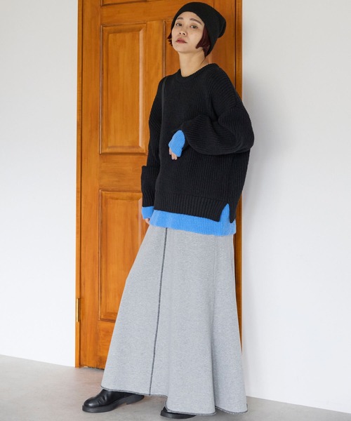 pocket（ポケット）の「配色レイヤード畦ニットプルオーバー（ニット/セーター・レディース・レッド/グレー/アイボリー/ブラック・FREE）」の20枚目の写真