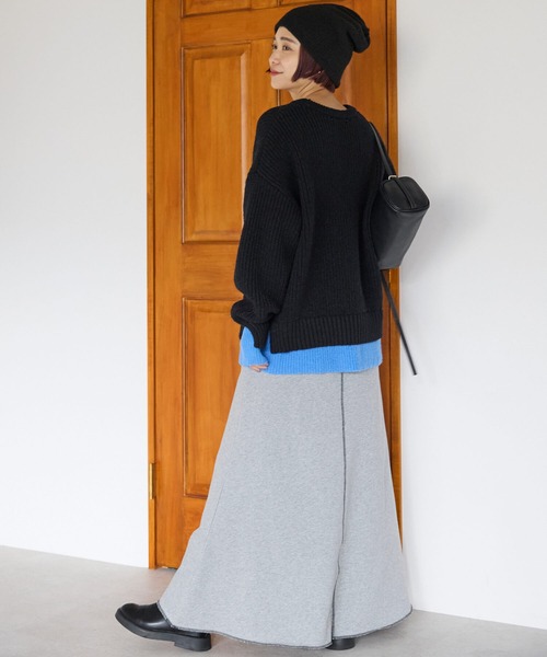 pocket（ポケット）の「配色レイヤード畦ニットプルオーバー（ニット/セーター・レディース・レッド/グレー/アイボリー/ブラック・FREE）」の21枚目の写真