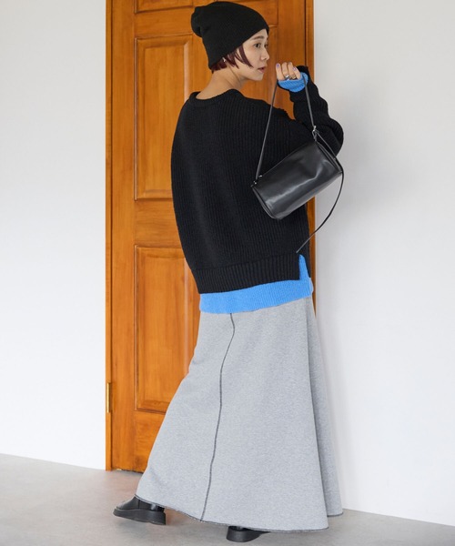 pocket（ポケット）の「配色レイヤード畦ニットプルオーバー（ニット/セーター・レディース・レッド/グレー/アイボリー/ブラック・FREE）」の22枚目の写真