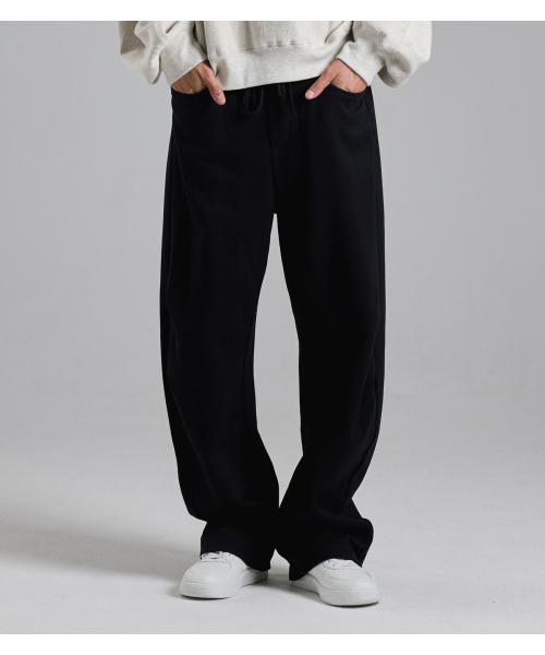 セール】デイリーカーブドスウェットパンツ（起毛）（ブラック