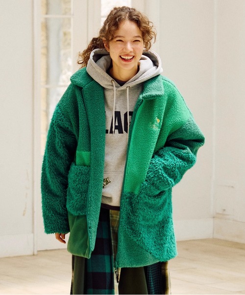 go slow caravan（ゴースローキャラバン）の「ボア×フリース パッチワークコート W（その他アウター・レディース・ピンク/グリーン/ブラック・FREE）」の20枚目の写真