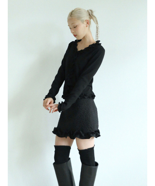 UGLY SHADOW（アグリーシャドウ）の「フラワーラッフルミニスカート(ブラック)（スカート・レディース・その他・SMALL/MEDIUM）」の3枚目の写真
