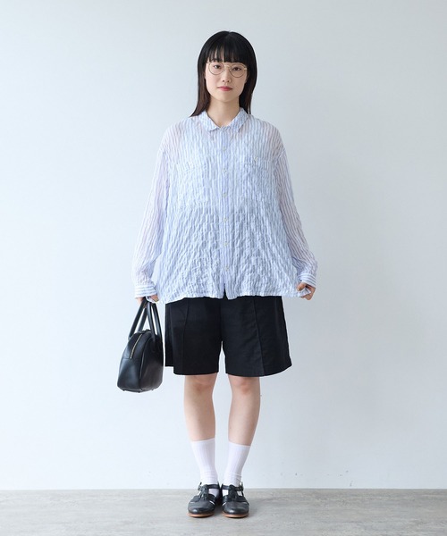 bulle de savon（ビュルデサボン）の「オーガニックコットン Wガーゼ ハーフパンツ（その他パンツ・レディース・ブラック/アイボリー・FREE）」の7枚目の写真