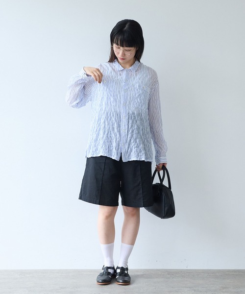 bulle de savon（ビュルデサボン）の「オーガニックコットン Wガーゼ ハーフパンツ（その他パンツ・レディース・ブラック/アイボリー・FREE）」の9枚目の写真