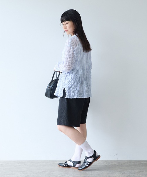 bulle de savon（ビュルデサボン）の「オーガニックコットン Wガーゼ ハーフパンツ（その他パンツ・レディース・ブラック/アイボリー・FREE）」の10枚目の写真