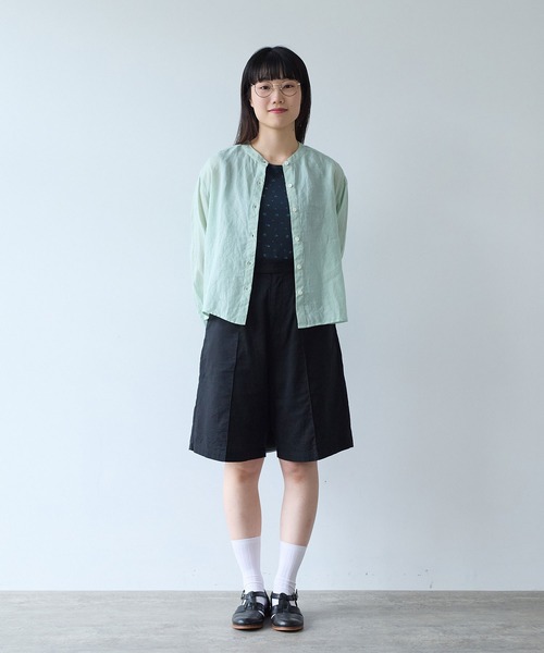 bulle de savon（ビュルデサボン）の「オーガニックコットン Wガーゼ ハーフパンツ（その他パンツ・レディース・ブラック/アイボリー・FREE）」の12枚目の写真