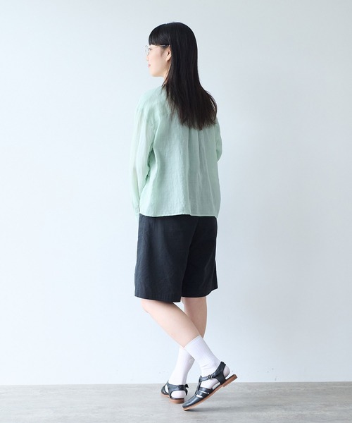 bulle de savon（ビュルデサボン）の「オーガニックコットン Wガーゼ ハーフパンツ（その他パンツ・レディース・ブラック/アイボリー・FREE）」の14枚目の写真