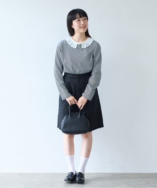 bulle de savon（ビュルデサボン）の「オーガニックコットン Wガーゼ ハーフパンツ（その他パンツ・レディース・ブラック/アイボリー・FREE）」の17枚目の写真