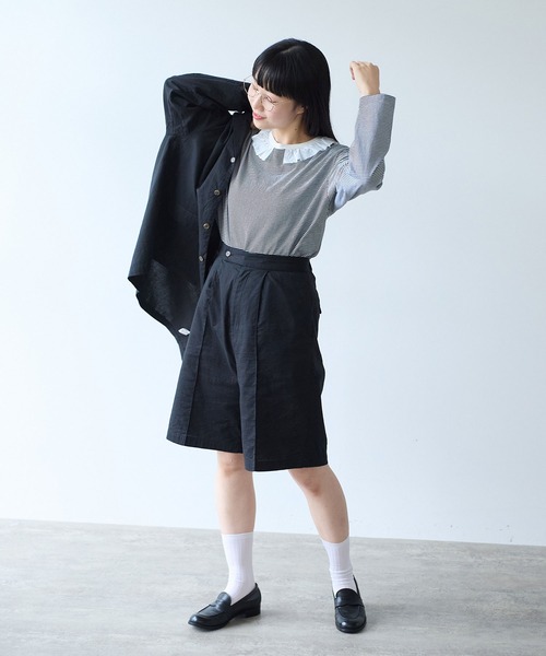 bulle de savon（ビュルデサボン）の「オーガニックコットン Wガーゼ ハーフパンツ（その他パンツ・レディース・ブラック/アイボリー・FREE）」の20枚目の写真