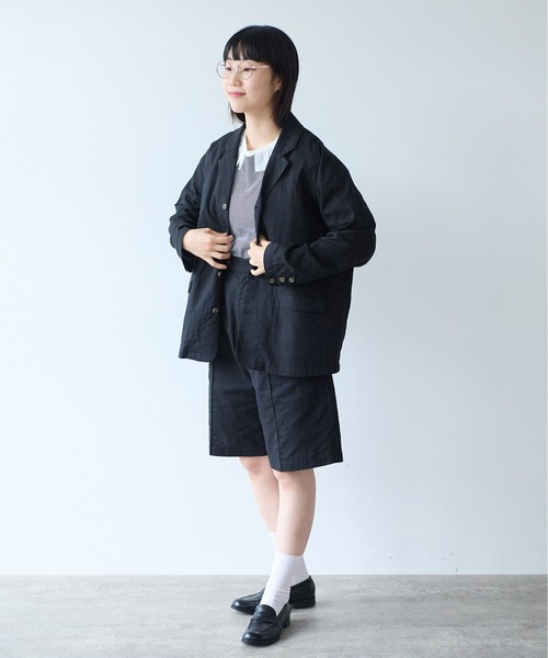 bulle de savon（ビュルデサボン）の「オーガニックコットン Wガーゼ ハーフパンツ（その他パンツ・レディース・ブラック/アイボリー・FREE）」の3枚目の写真