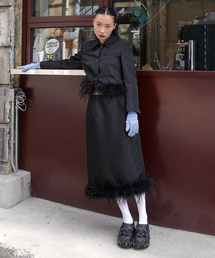 MOONSUN（ムーンサン）の「MJ S2 Ostrich Hair Skirt / Black（スカート）」