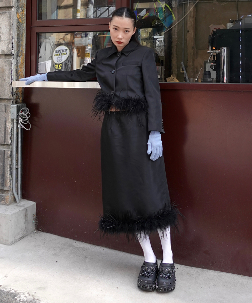 MJ S2 Ostrich Hair Skirt / Black