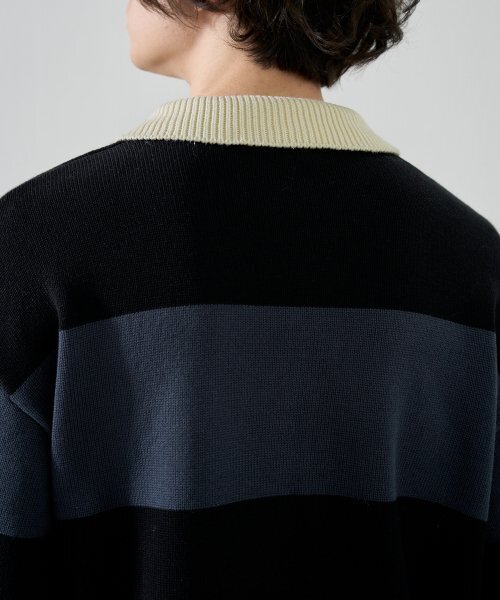 DRAW FIT（ドローフィット）の「ストライプコットンカラー ニット [ブラック]（ニット/セーター・メンズ・その他・X-LARGE/LARGE/MEDIUM）」の3枚目の写真