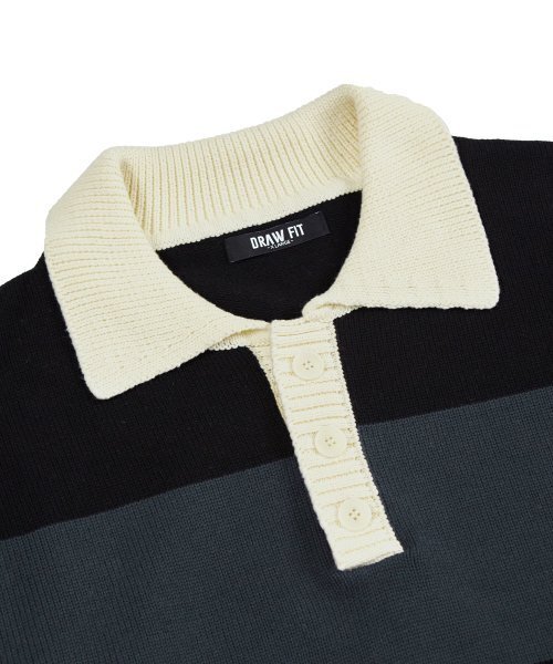 DRAW FIT（ドローフィット）の「ストライプコットンカラー ニット [ブラック]（ニット/セーター・メンズ・その他・X-LARGE/LARGE/MEDIUM）」の6枚目の写真