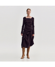 KIMZISU（キムジス）の「DOZI - Pinched Long Sleeve Dress _ BURGUNDY（ワンピース）」