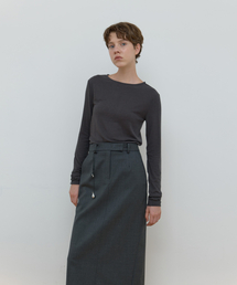 SHEER BOAT NECK TOP_CHARCOAL