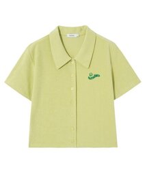 MAYOL（マイヨール）の「プリントテリー半袖ポロカーディガン_テールグリーン（カーディガン/ボレロ）」