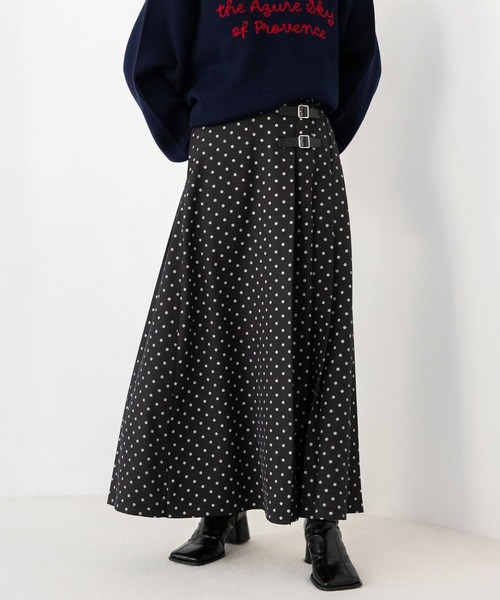 RAGEBLUE（レイジブルー）の「選べる着丈/Wベルトドットプリーツキルトスカート（スカート・レディース・ブラック/グレー・MEDIUM/LARGE）」の2枚目の写真