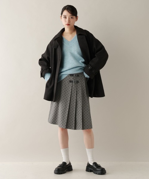 RAGEBLUE（レイジブルー）の「選べる着丈/Wベルトドットプリーツキルトスカート（スカート・レディース・ブラック/グレー・MEDIUM/LARGE）」の8枚目の写真
