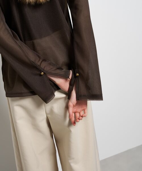 LANVIN en Bleu（ランバンオンブルー）の「シアートリコットフレアスリーブカットソー（Tシャツ/カットソー・レディース・ブラウン/ブラック/オフホワイト・38）」の11枚目の写真