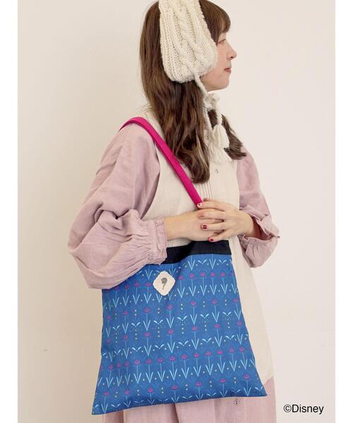 Samansa Mos2（サマンサ モスモス）の「【Disney】アナと雪の女王/総柄トートバッグ（ハンドバッグ・レディース・ネイビー/サックスブルー・F）」の2枚目の写真