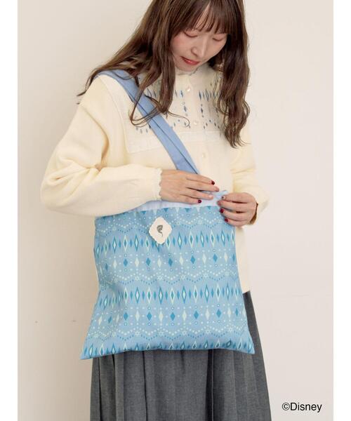 Samansa Mos2（サマンサ モスモス）の「【Disney】アナと雪の女王/総柄トートバッグ（ハンドバッグ・レディース・ネイビー/サックスブルー・F）」の4枚目の写真