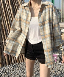 レディースチェックシャツブラウスレトロ風