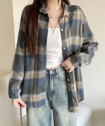 レディースチェックシャツブラウスレトロ風