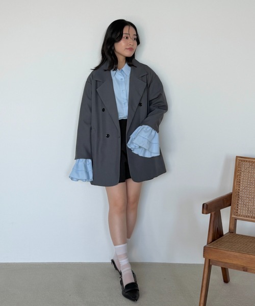 VANNIE U（ヴァニーユー）の「フリルキャンディースリーブショートシャツ（シャツ/ブラウス・レディース・ブルー/ストライプ/ホワイト・FREE）」の18枚目の写真