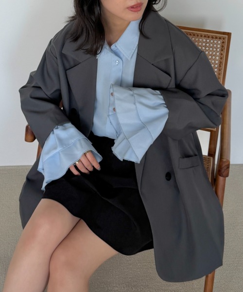 VANNIE U（ヴァニーユー）の「フリルキャンディースリーブショートシャツ（シャツ/ブラウス・レディース・ブルー/ストライプ/ホワイト・FREE）」の17枚目の写真