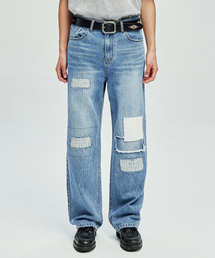 KND（ケイエヌディ）の「15パッチワーク＆デストレスデニムパンツ（デニムパンツ）」