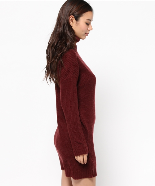 MOUSSY（マウジー）の「LOOSE TURTLE OP（ワンピース・レディース・ボルドー/オフホワイト/チャコールグレー/キャメル・FREE）」の7枚目の写真