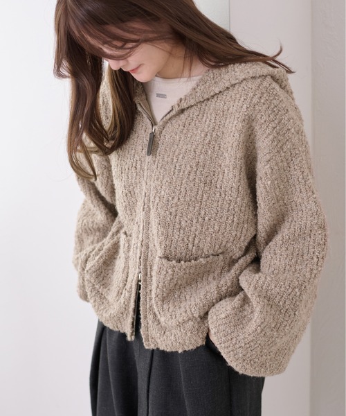 セール】【apres jour clair】ダブルジップニットフーディ