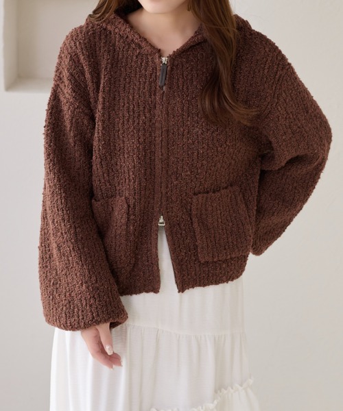 セール】【apres jour clair】ダブルジップニットフーディ