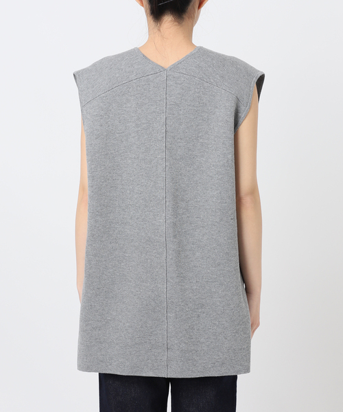 SLOBE IENA（スローブイエナ）の「ダブルフェイスコットンニットベスト（ベスト・レディース・ブラック/チャコールグレー・FREE）」の4枚目の写真