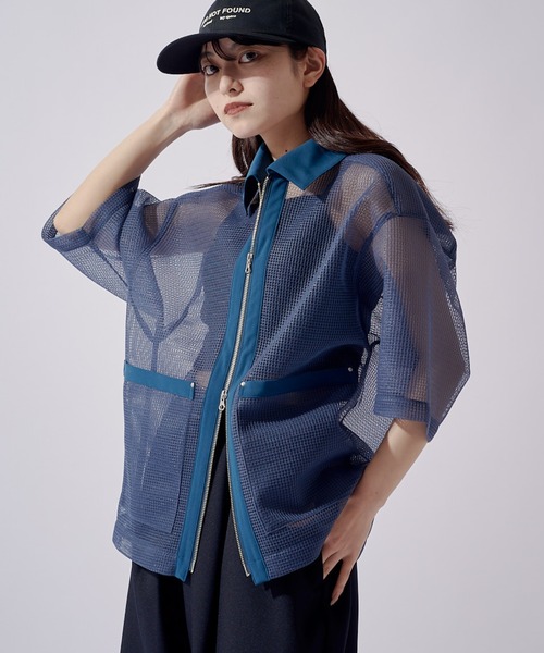 Lui's(ルイス)の「SURJENT クレリックメッシュZIPシャツ(シャツ/ブラウス・メンズ・ブラック/ブルー・2/1)」の11枚目の写真