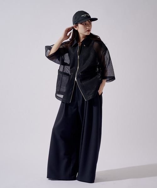 Lui's(ルイス)の「SURJENT クレリックメッシュZIPシャツ(シャツ/ブラウス・メンズ・ブラック/ブルー・2/1)」の9枚目の写真