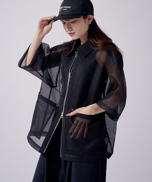 Lui's(ルイス)の「SURJENT クレリックメッシュZIPシャツ(シャツ/ブラウス・メンズ・ブラック/ブルー・2/1)」の3枚目の写真