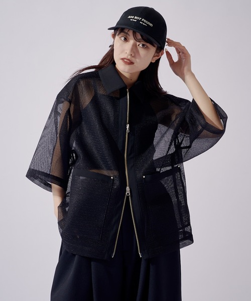 Lui's(ルイス)の「SURJENT クレリックメッシュZIPシャツ(シャツ/ブラウス・メンズ・ブラック/ブルー・2/1)」の4枚目の写真