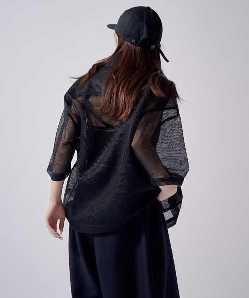 Lui's(ルイス)の「SURJENT クレリックメッシュZIPシャツ(シャツ/ブラウス・メンズ・ブラック/ブルー・2/1)」の6枚目の写真