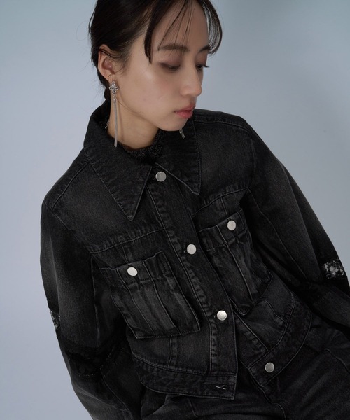 HARE（ハレ）の「レースキリカエデニムジャケット(HARE)（デニム