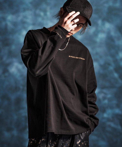 Jih Nunc(ジーヌンク)の「mlt5544-オーガニックコットンプリントロングスリーブTシャツ(JIH-R1147)(Tシャツ/カットソー・メンズ・ネイビー/ブラック/ホワイト・L/M/S)」の3枚目の写真