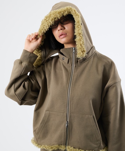 FTW（エフティダブリュー）の「3WAY FUR REMOVAL ZIP HOODIE（パーカー・レディース・チャコールグレー/ライトグリーン・LARGE/MEDIUM/SMALL）」の7枚目の写真