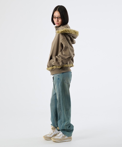 FTW（エフティダブリュー）の「3WAY FUR REMOVAL ZIP HOODIE（パーカー・レディース・チャコールグレー/ライトグリーン・LARGE/MEDIUM/SMALL）」の12枚目の写真