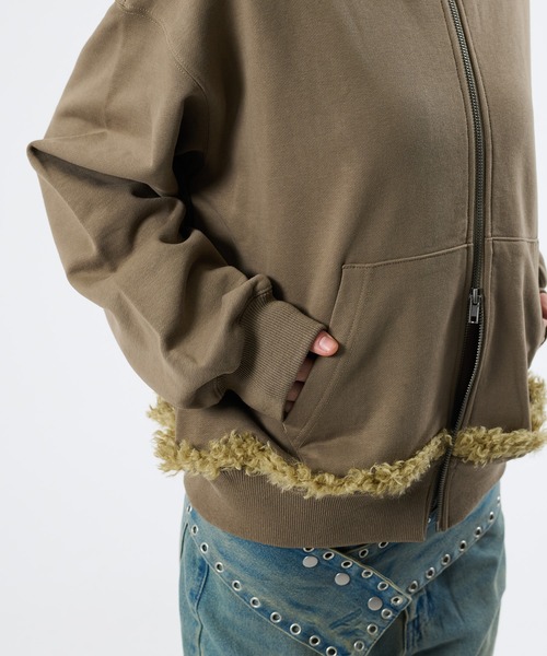 FTW（エフティダブリュー）の「3WAY FUR REMOVAL ZIP HOODIE（パーカー・レディース・チャコールグレー/ライトグリーン・LARGE/MEDIUM/SMALL）」の9枚目の写真