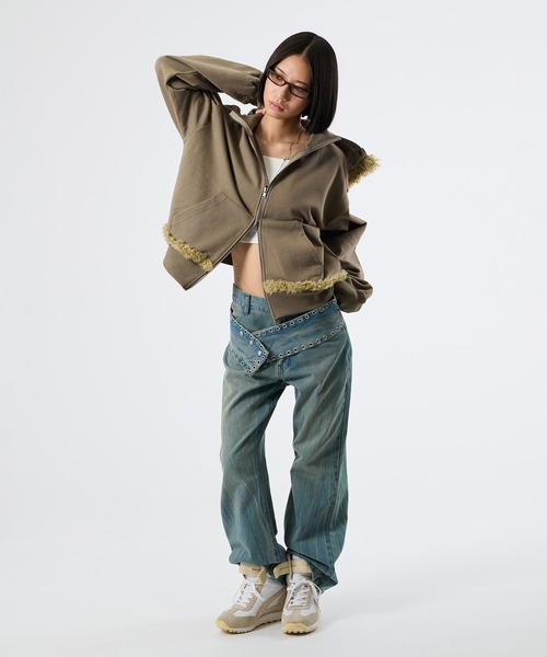 FTW（エフティダブリュー）の「3WAY FUR REMOVAL ZIP HOODIE（パーカー・レディース・チャコールグレー/ライトグリーン・LARGE/MEDIUM/SMALL）」の11枚目の写真